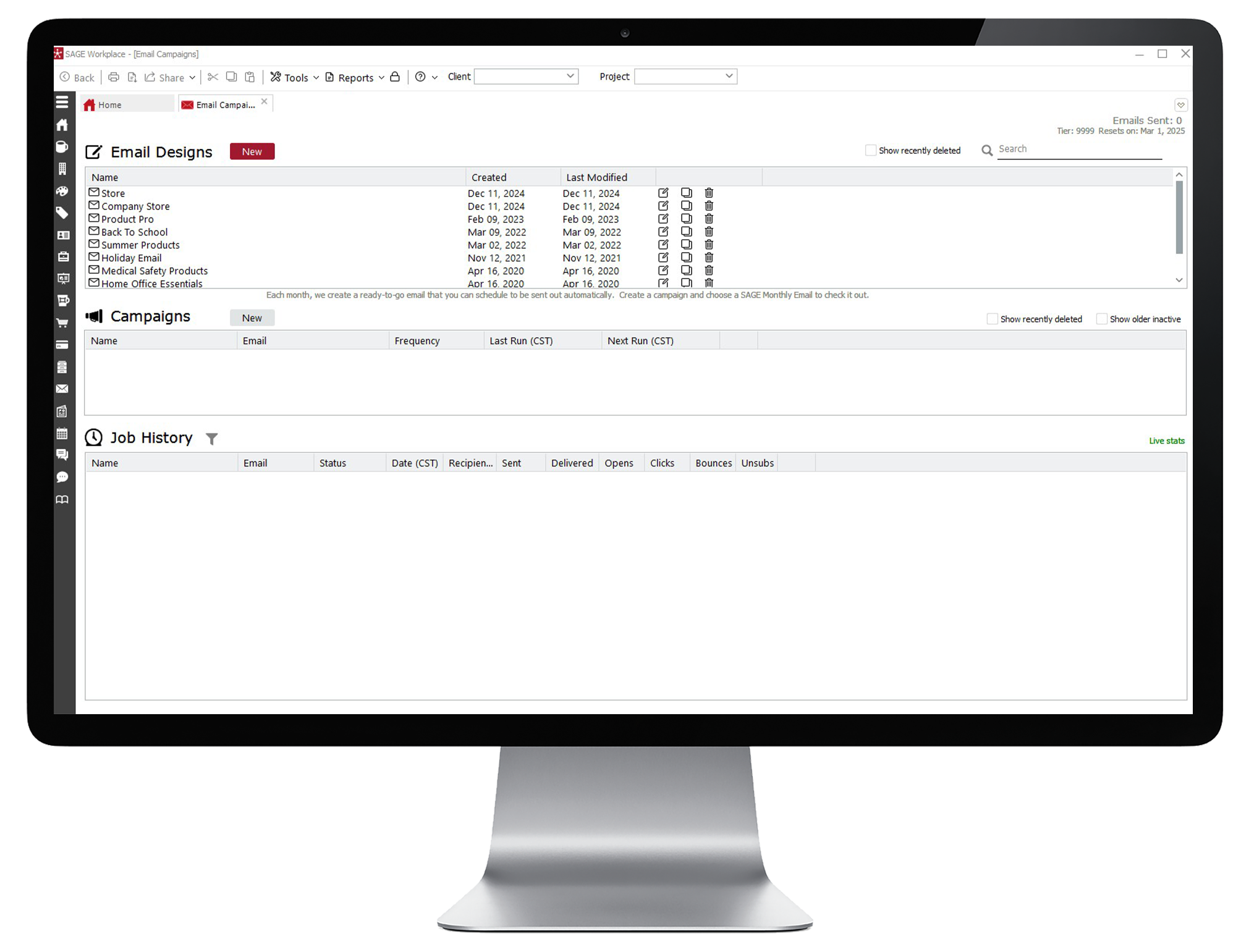 Click on New next to Email Designs. 