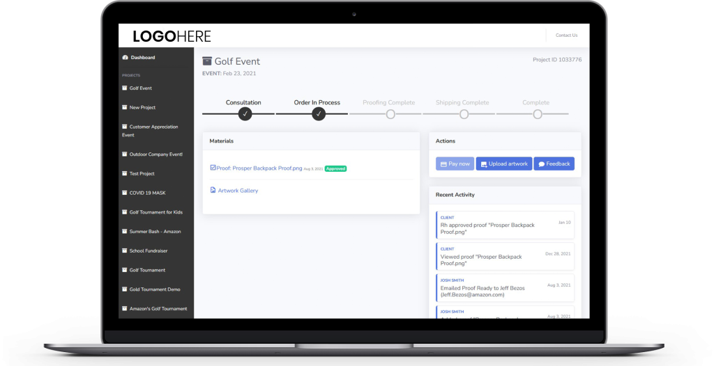 Project Management Dashboard on Computer