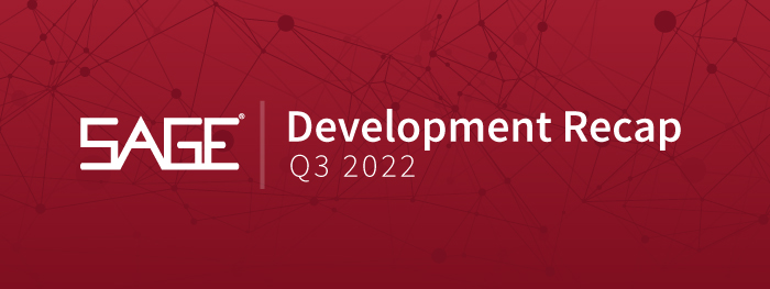 SAGE Product Update: Q3 2022 Development Recap