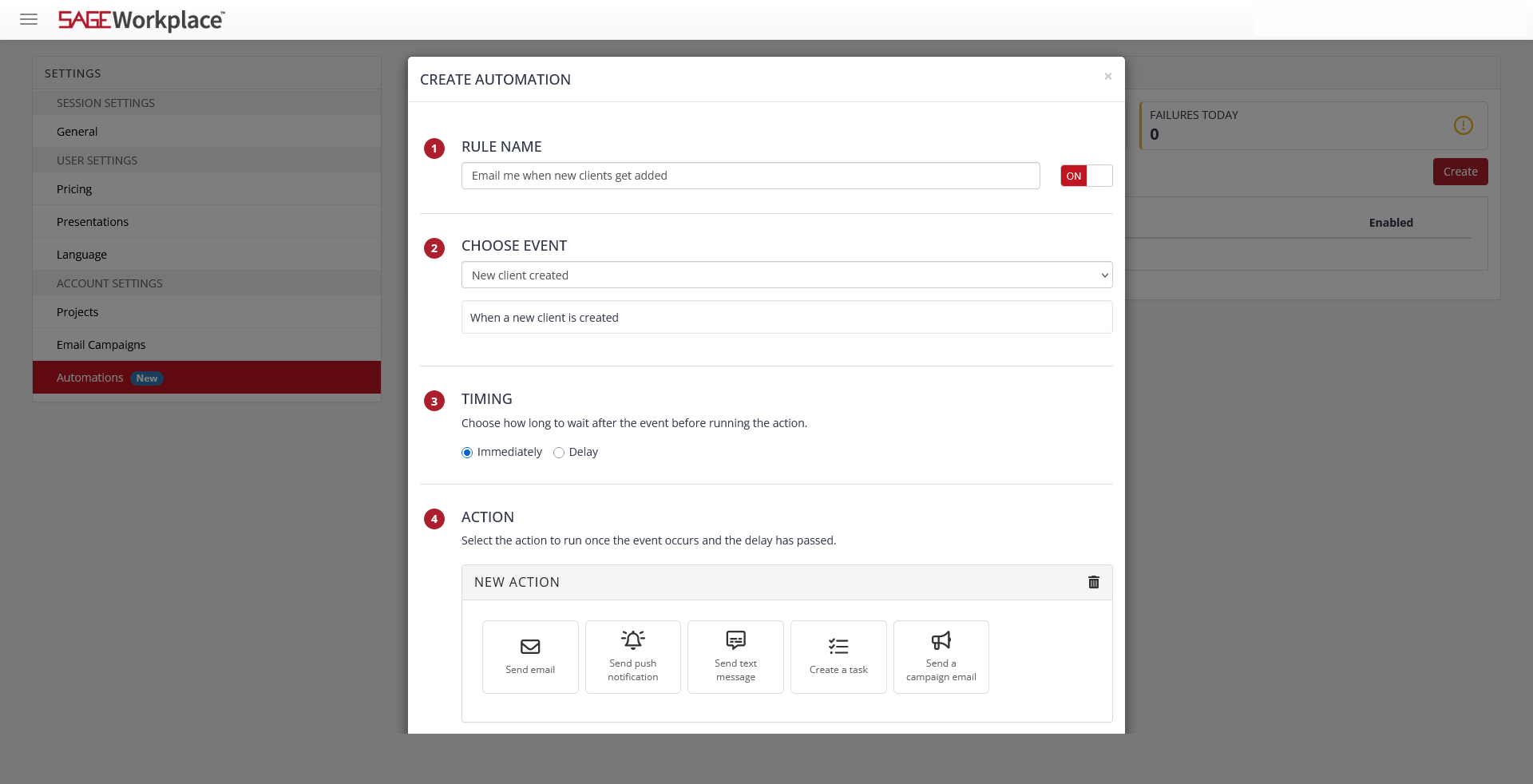 Automation Center New Rule Setup