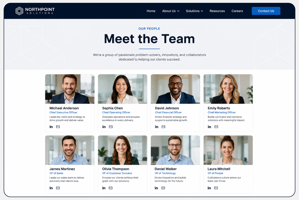 meet the team webpage