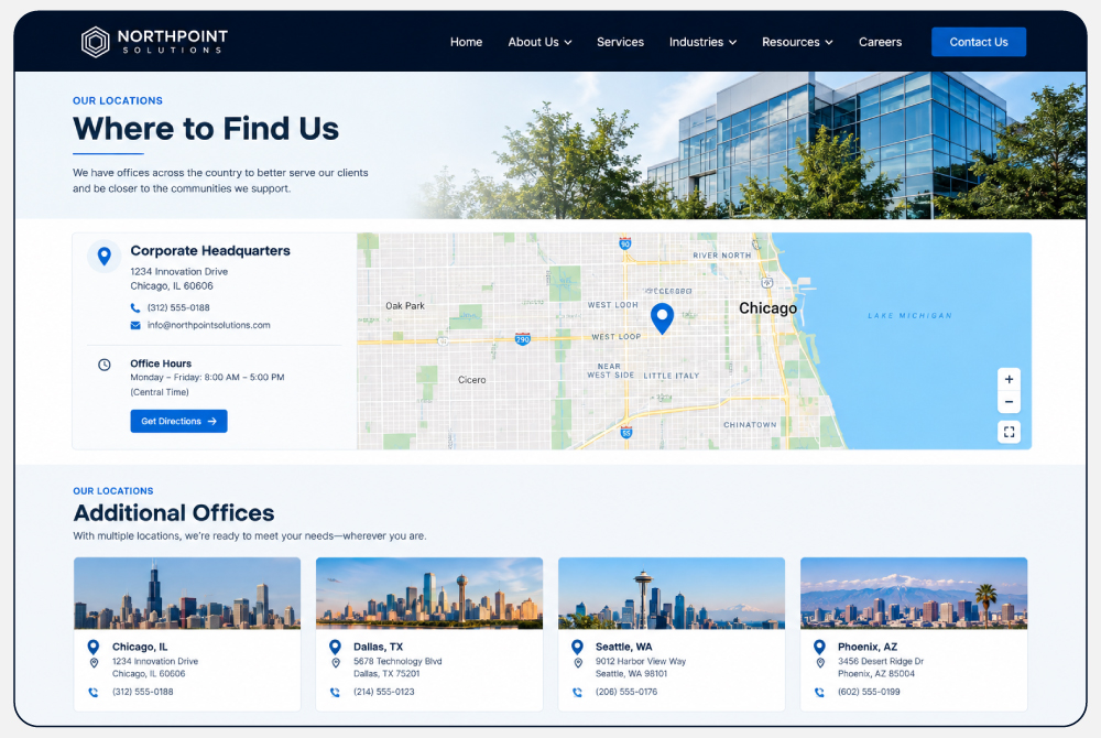 office location on about us page